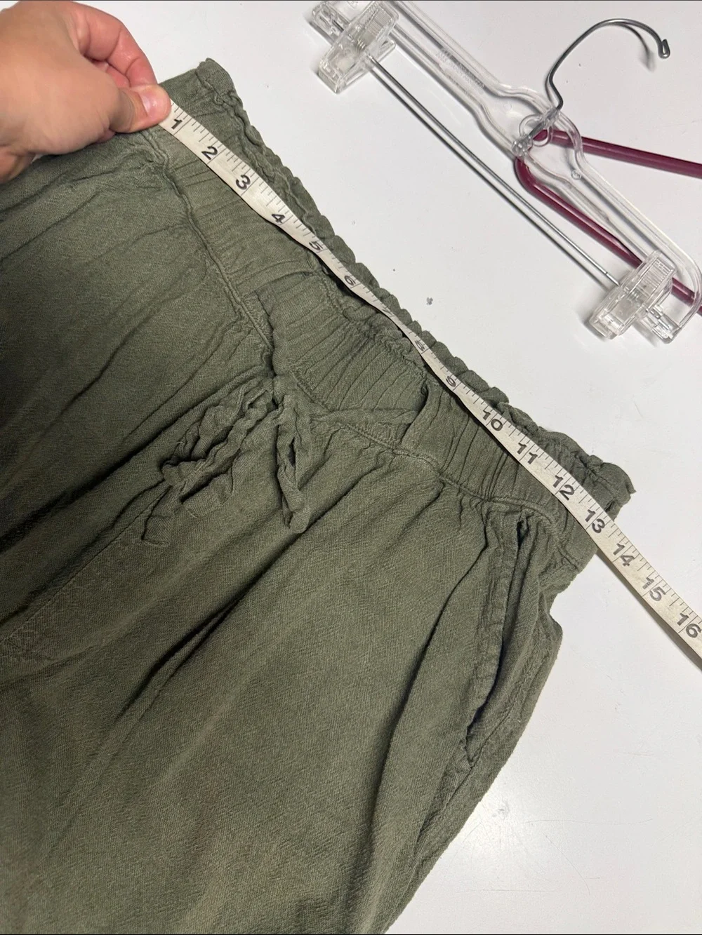 Hollister ultra high rise Olive green Drawstring Jogger Pants linen blend